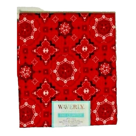 Waverly Howdy Poppy Fat Quarter Sewing Fabric Red 18 x 21-in Quilt Craft Cotton - Picture 1 of 2